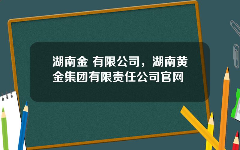 湖南金 有限公司，湖南黄金集团有限责任公司官网